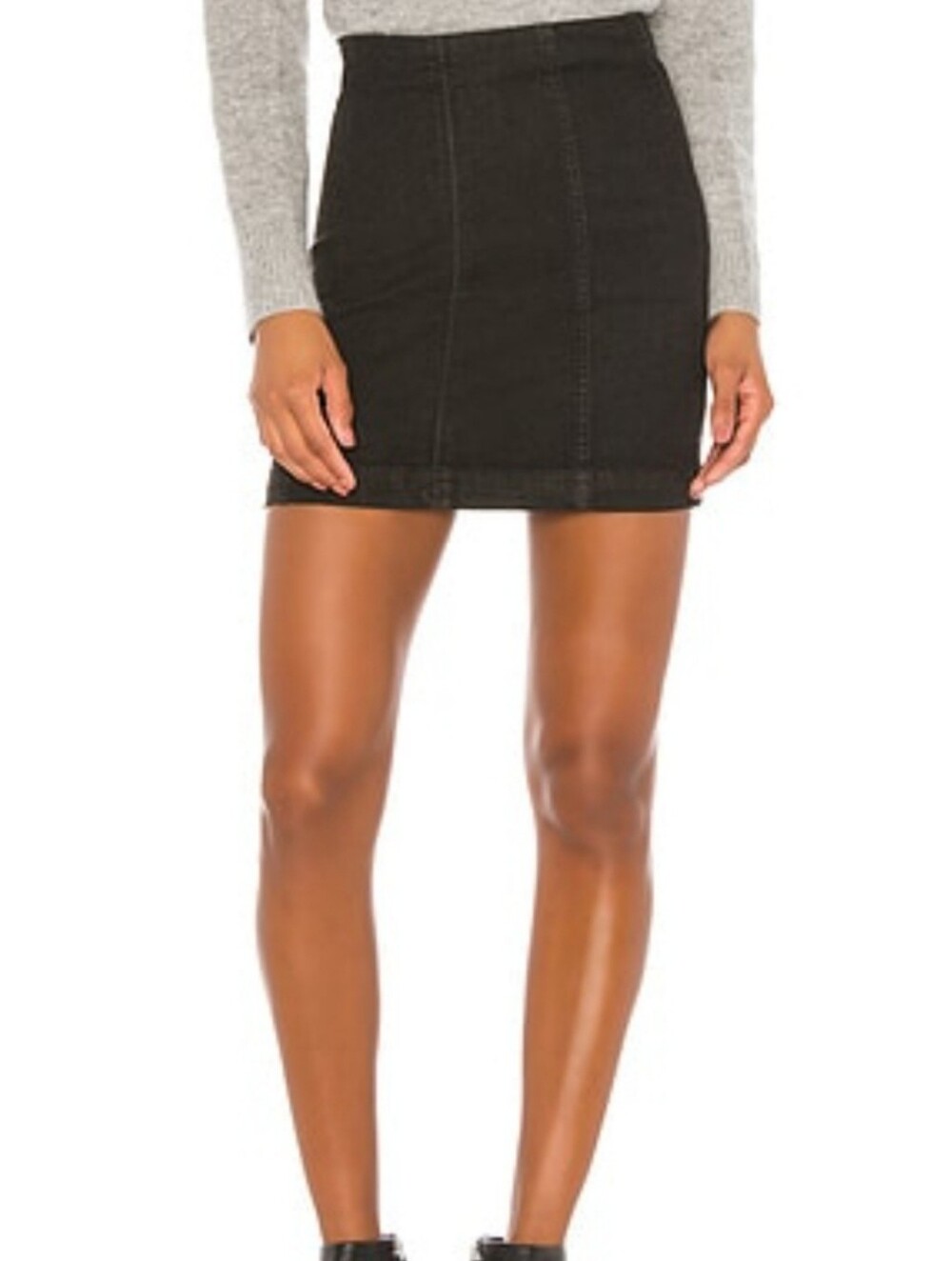 Free People Black Modern Femme Denim Mini Skirt